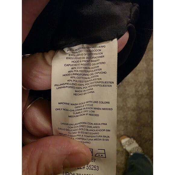 Wrangler Workwear Jacket Mens Blue Hooded Chore Coat Quilt Lined Snap Zip XL - Picture 6 of 9